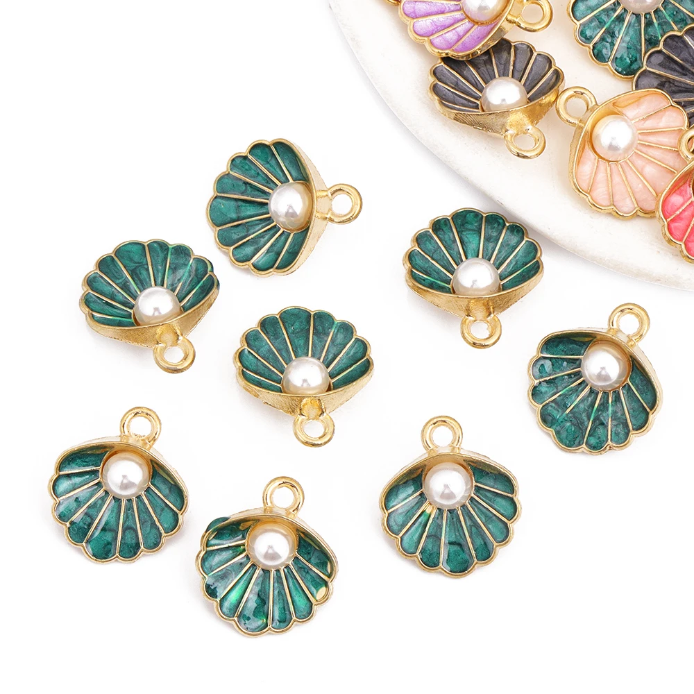 10 шт. подвески из эмалированного сплава с искусственным жемчугом