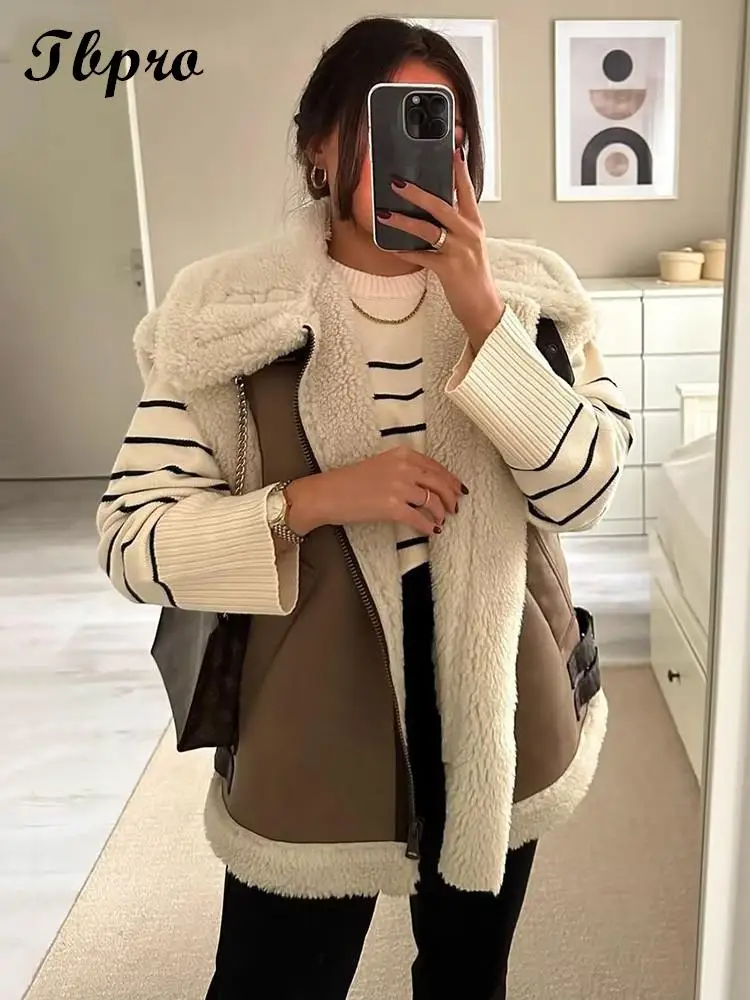 

Winter Thick Warm Wool Jacket 2022 Women's Fashion Combination Sleeveless Vest Female Chic Warm Outdoor Clothing