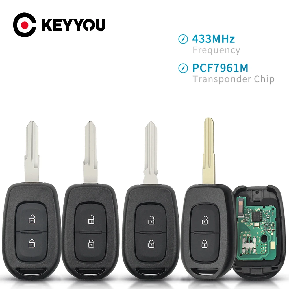 Ключ автомобильный KEYYOU 433МГц с чипом PCF7961M 4A 2 кнопками дистанционный ключ для Renault