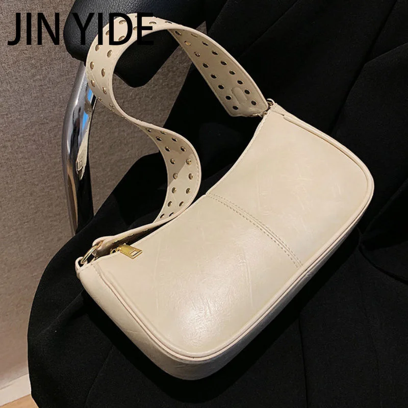 

Маленькие сумки через плечо из искусственной кожи для женщин 2023 Популярные Простые ретро сумки и кошельки Женская сумка через плечо с заклепками