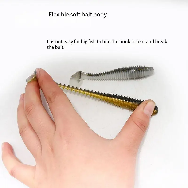 Резьбовой Т-образный хвост Дорожная субцветная мягкая приманка Мягкая червячная