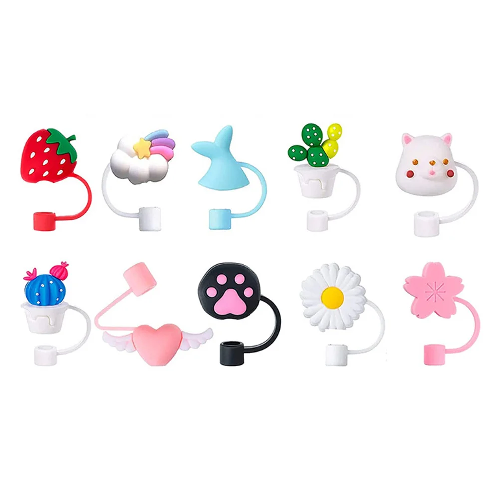

Straw Tips Cover Covers Silicone Reusable Straws Drinking Topper Cap Rubber
