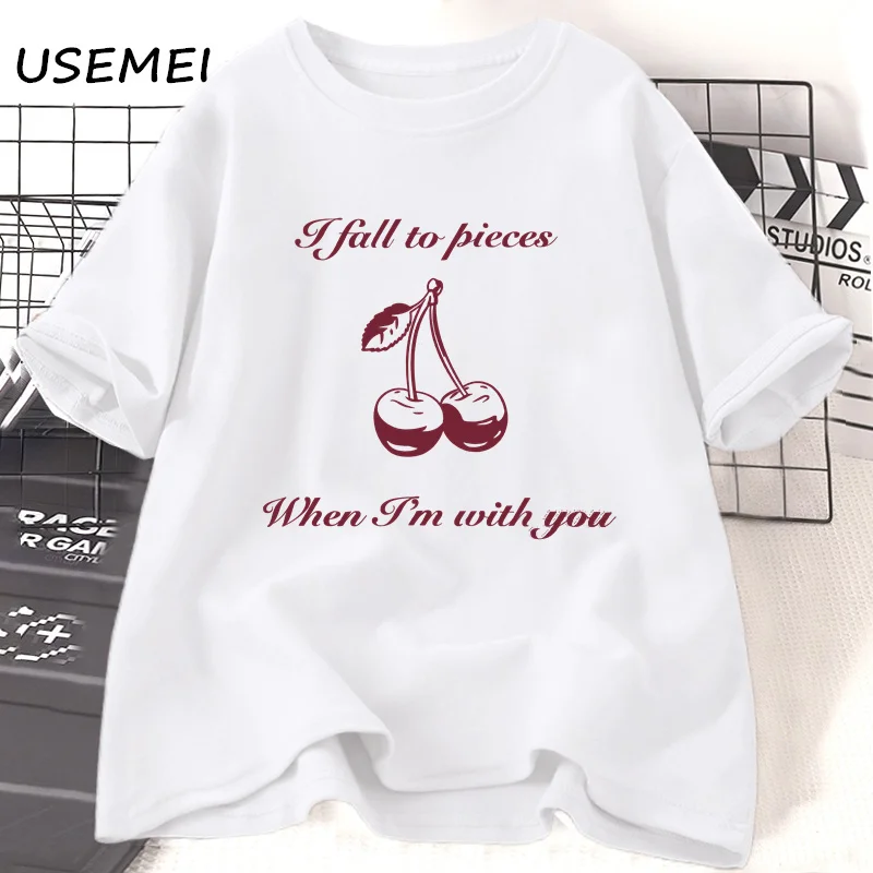 

Lana Del Rey Cherry T-shirt Female Clothing Cotton Short Sleeve T Shirt Casual Oversized Tee Shirt Funny Ladies Tshirts Tops