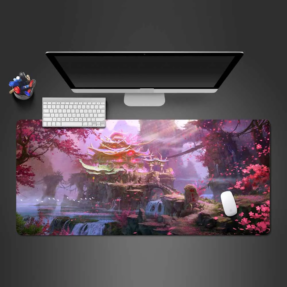 Японский коврик для мыши с цветами эстетический Настольный игровые аксессуары