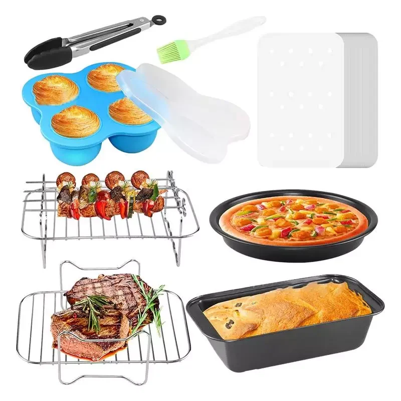 

Air Fryer Accessories BPA Free Accessories For Air Fryer 8 PCS Air Fryer Kit Compatible For 8QT Air Fryers With Non-Stick Cake