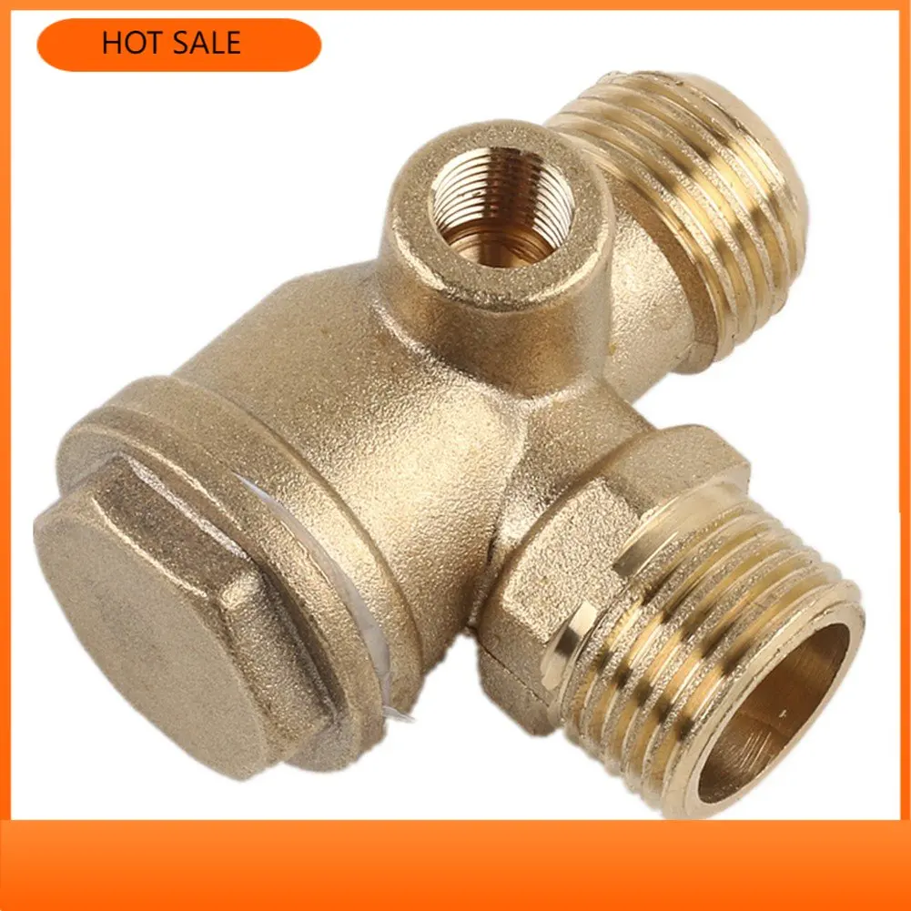 

1pc Air Compressor Check Valve Repartment Air Compressor 3-Port Brass Male Threaded Check Valve Connector Tool 20*20*10mm