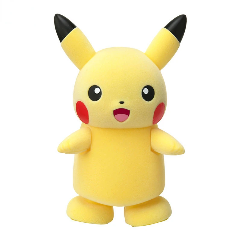 

Фигурка Takara Tomy Pikachu аниме мультфильм с покемоном Kawaii Happy флокирующая кукла модель карманный монстр игрушки для детей подарок на день рождени...