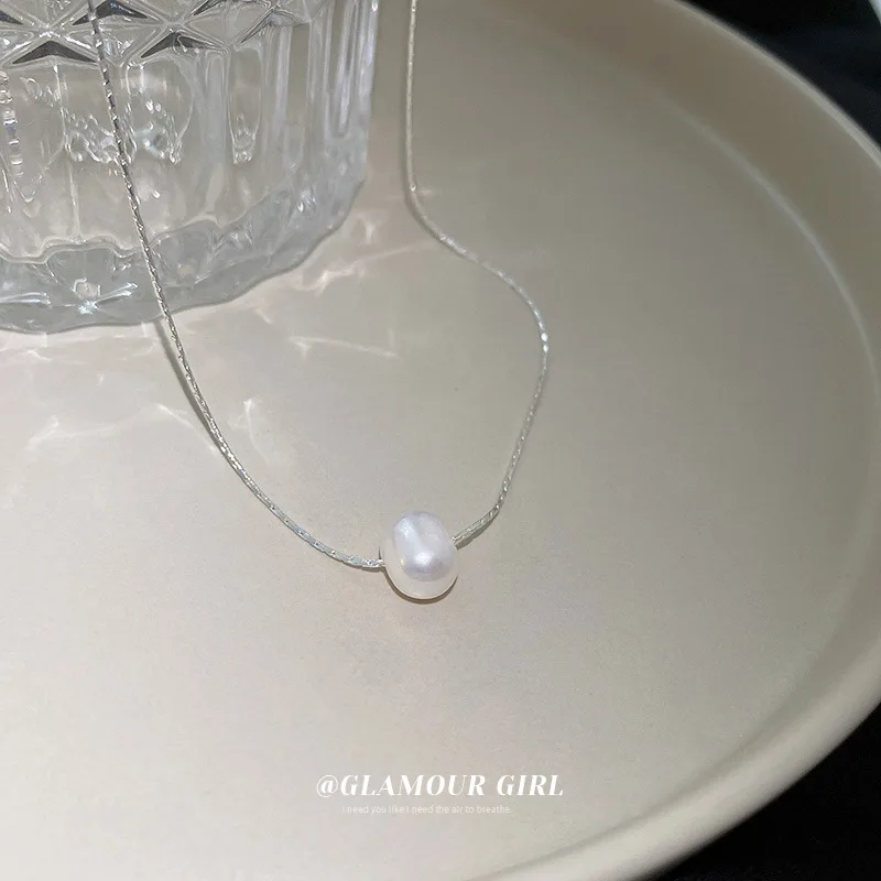 

Minar French Baroque Freshwater Pearl Necklaces for Women Mujer Silver Color Copper Thin Chain Choker Necklace Birthday Gifts