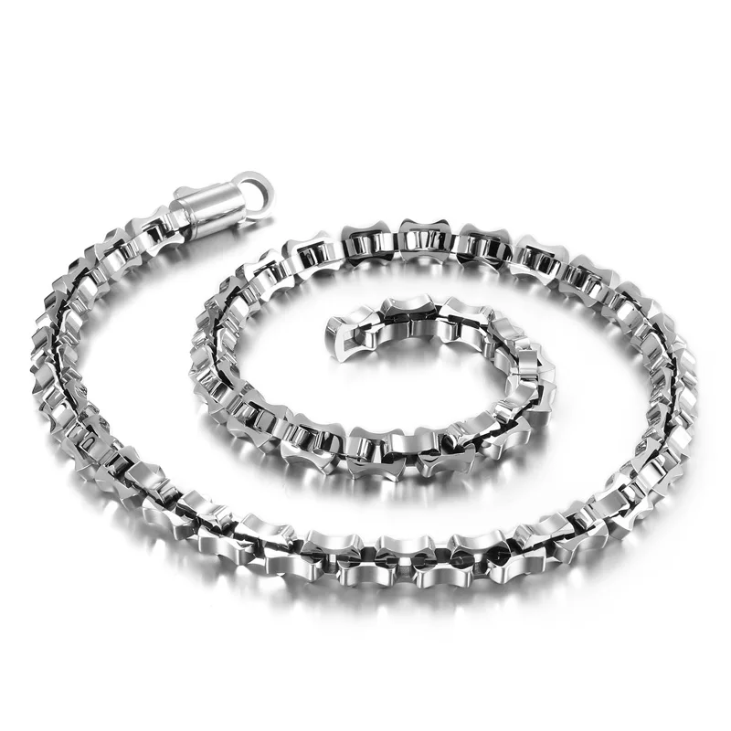 

Stainless Steel Link Chain Necklace Long Hip Hop For Women Men Bowknot Pattern Choker on The Neck Fashion Jewelry Gift