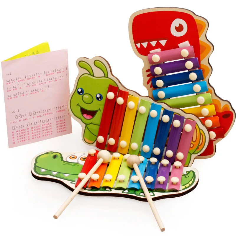 

1PC Wooden Cartoon Animal Eight-note Piano Children's Percussion Instruments Early Childhood Educational Educational Toys