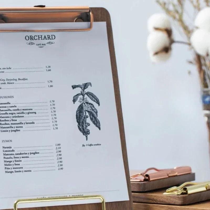 Папка меню для демонстрации ресторана из цельного дерева планшет заказа формата