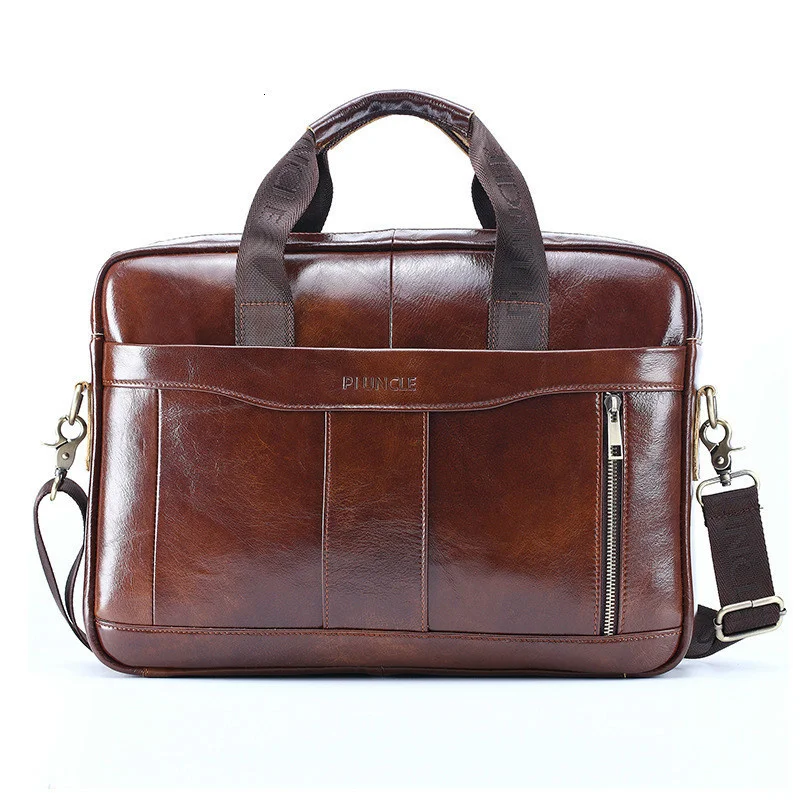 Genuine Briefcase Men Messenger Laptop Bag Leather Man Document Layer Cowhide Portable Oblique Satchel Designer Luxury Handbags
