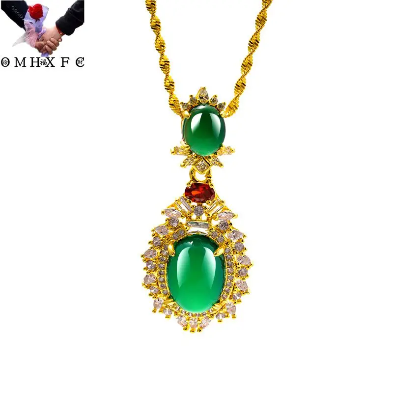

OMHXFC Wholesale PN638 European Fashion Fine Woman Party Birthday Wedding Gift Shiny AAA Zircon 24KT Gold Pendant Charm NO CHAIN