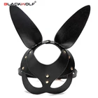 BLACKWOLF БДСМ кожи глаз маска-портупея Фетиш удовольствия Секс-игрушки, с рисунком кота, кролика маски для женщин, костюм на хелоуин, вечерние аксессуары для бондажа