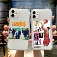 slam dunk japan anime phone case for iphone 13 12 11 8 7 plus mini x xs xr pro max transparent soft