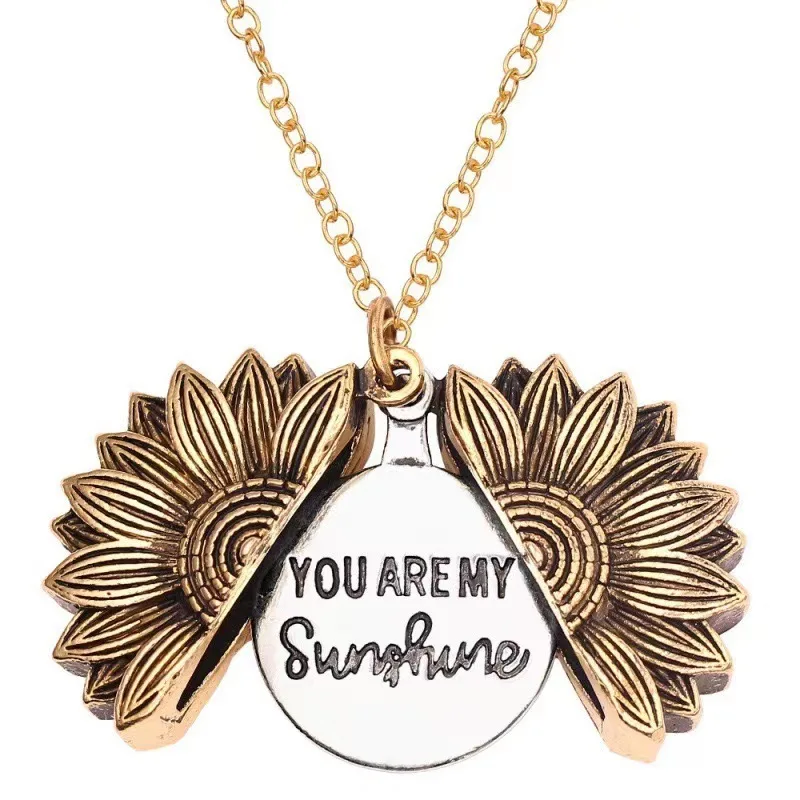 

Женский открытый цветок You Are My Sunshine, винтажное ожерелье, блестящее колье