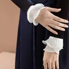 Съемная рубашка с расклешенными рукавами, накладные манжеты, однотонная плиссированная многослойный браслет, декоративный аксессуар для женской одежды