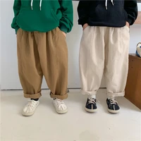 spring autumn children solid color patchwork casual trousers boys and girls 2 colors cotton loose harem pants