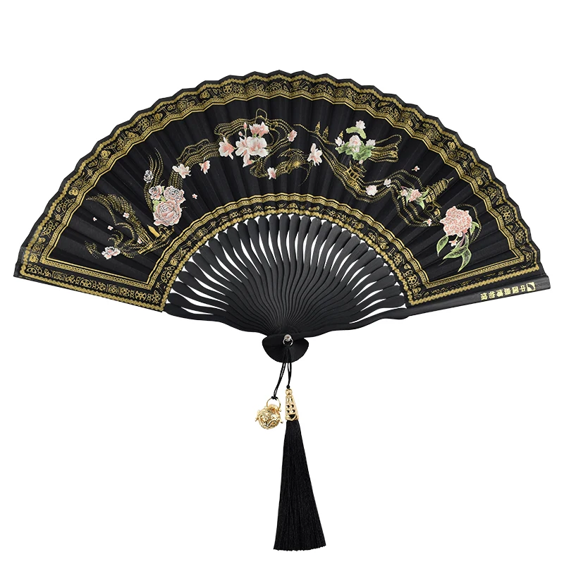 Китайский стиль Fengming цветок открытый складной веер полый саше кулон с кисточкой