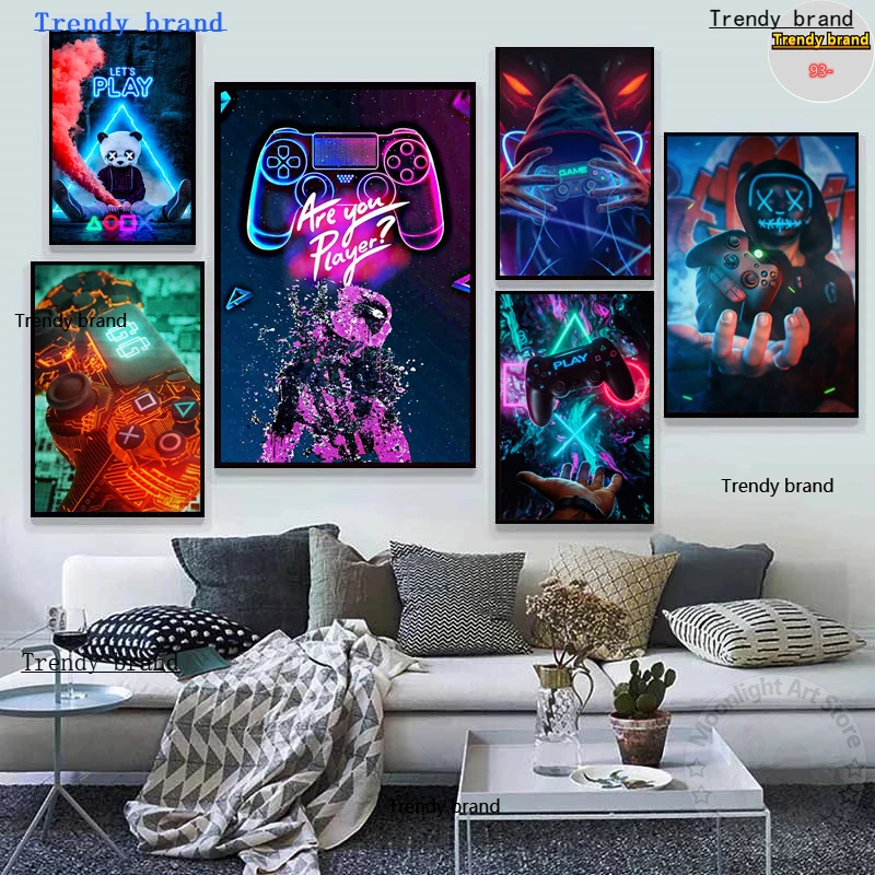 

Game Playstation Gamer Controller Canvas Painting Art Nordic Posters and Prints Wall Pictures for Living Room Decor Frameless