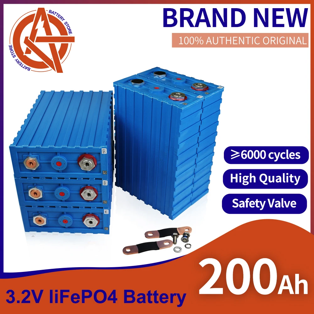 

Grade A Lifepo4 Battery 3.2V 200Ah 8PCS Rechargeable Lithium Iron Phosphate Battery Can make Boat Golf Cart EV RV EU US TAX FREE