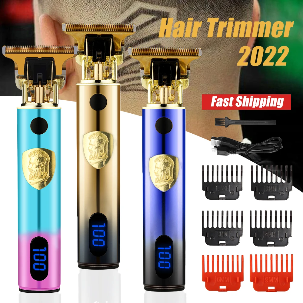 

USB Vintage T9 0mm Electric Hair Trimmer For Man Cordless Clippers Professional Beard Hair Cutting Machine Barber rechargeable