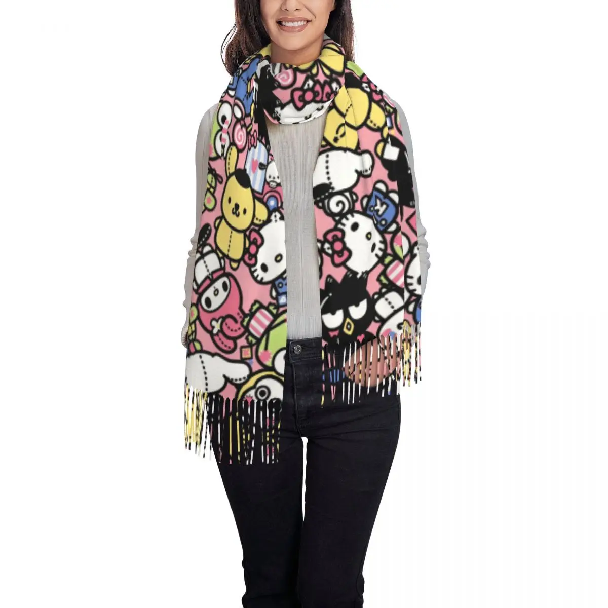 Классические шарфы Sanrio теплые с милым рисунком Дамский зимний подарок