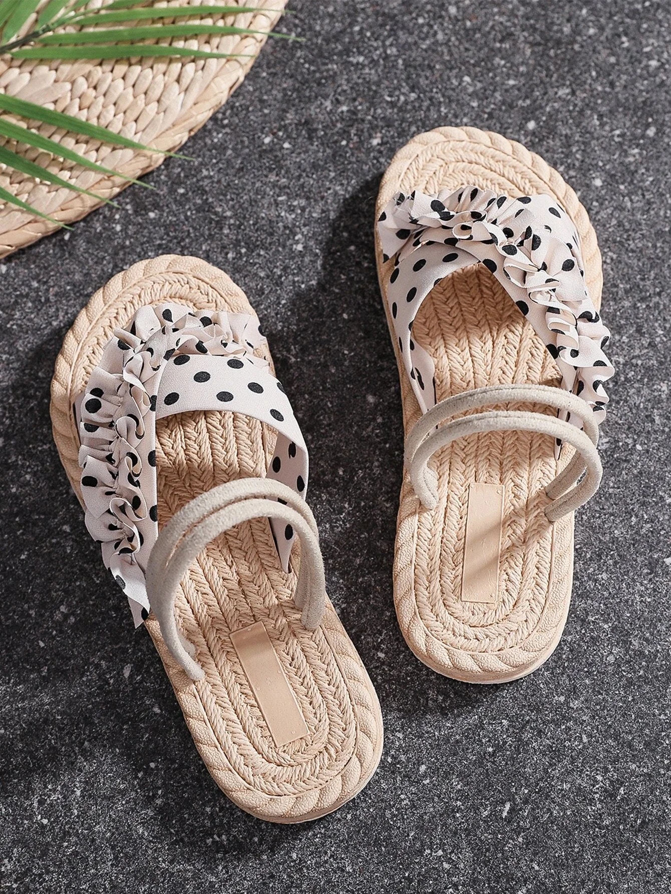 

Polka Dot Cross Strap Slide Sandals