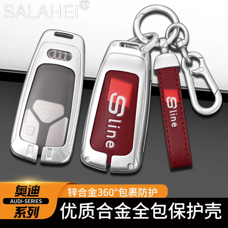

Zinc Alloy Car Remote Key Case Cover Shell Keychain For Audi Sline A4 B9 A5 A6 8S 8W Q5 Q7 4M S4 S5 S7 TT TTS TFSI RS Protector