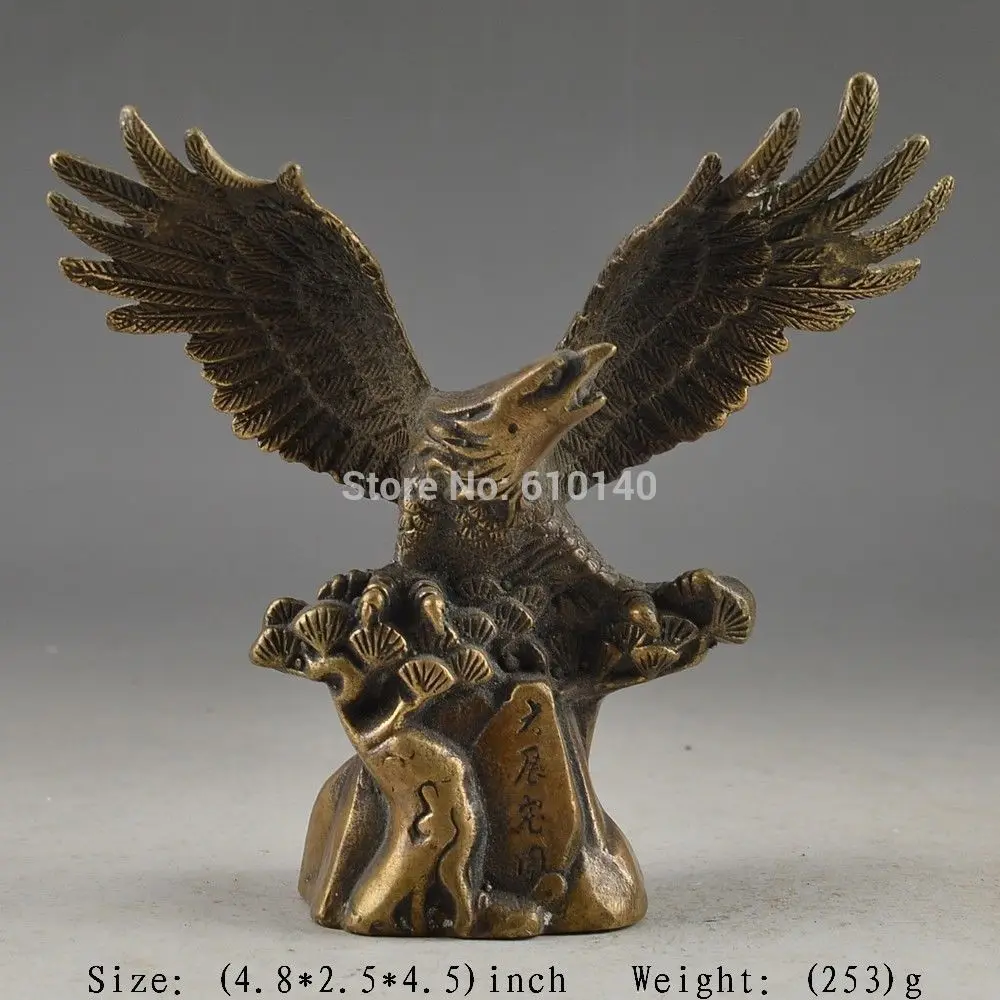 

CHINESE BRASS SUPERB HANDWORK OLD HAMMERED LUCKY STATUE EAGLE COLLECTABLE DECOR