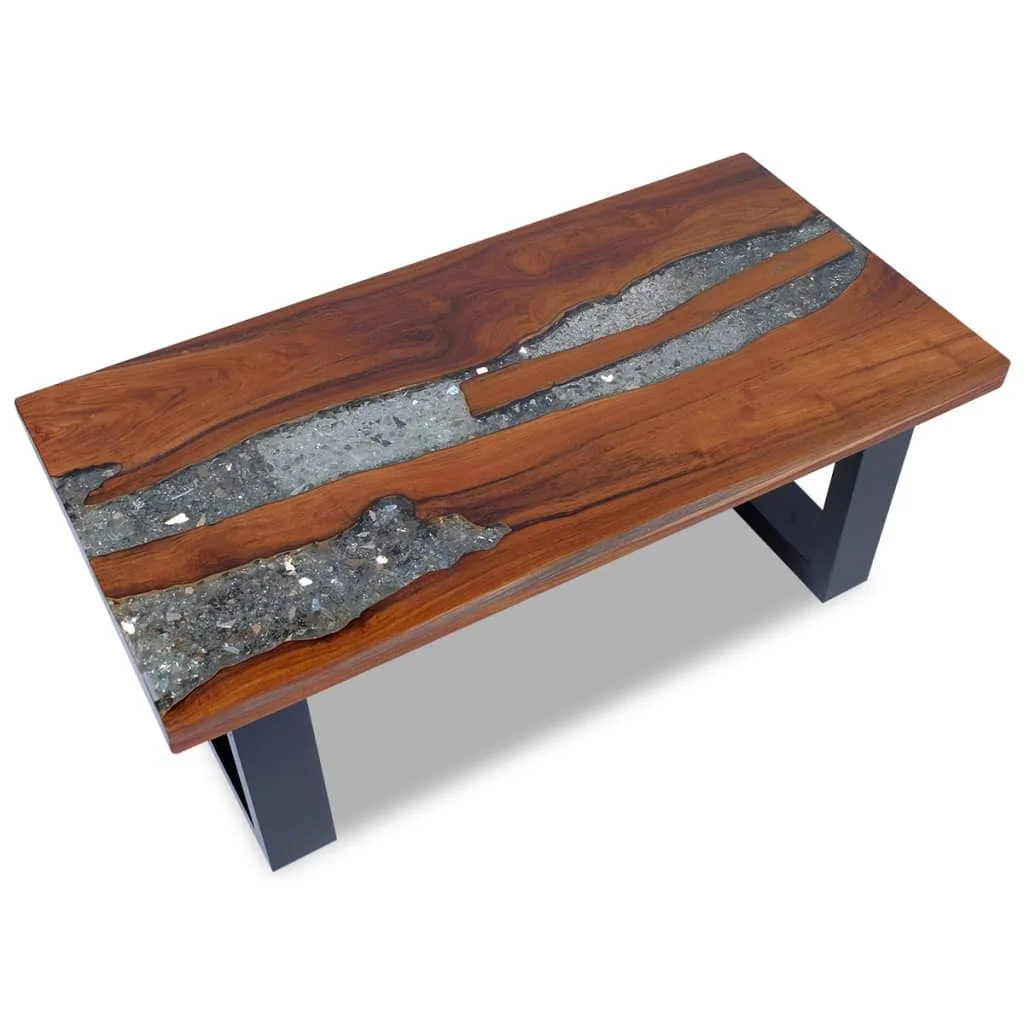 

Coffee Tables Living Room Modern Coffe Table Home Decor Teak Resin 100x50 cm