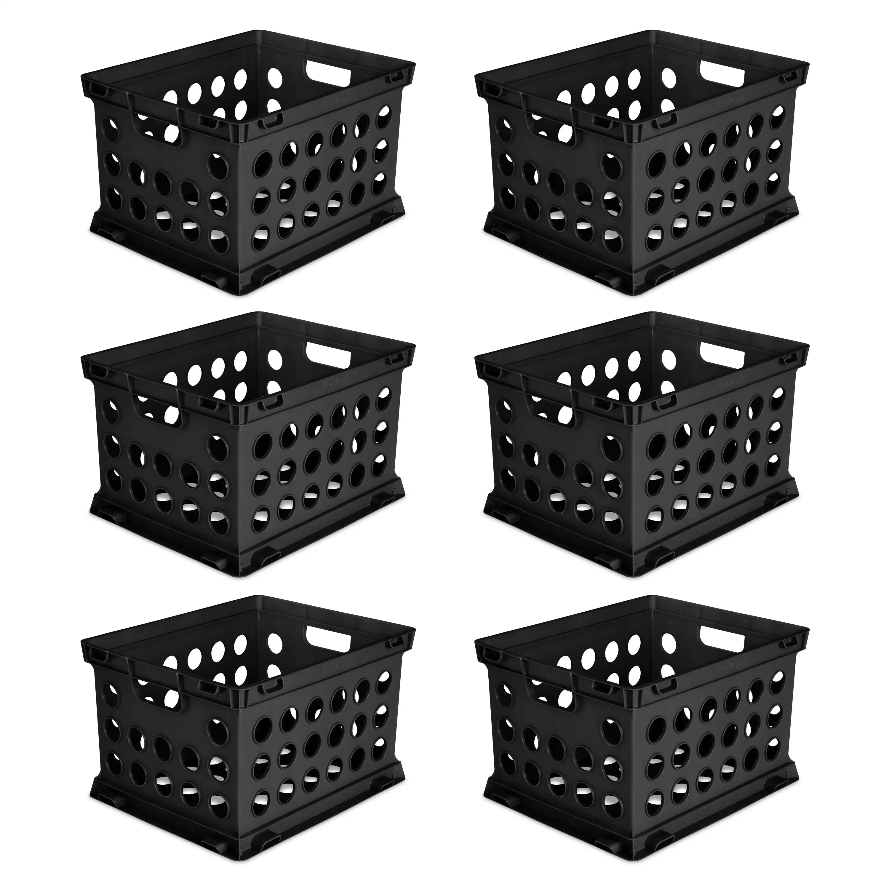 

File Crate, Plastic, Black, Set of 6