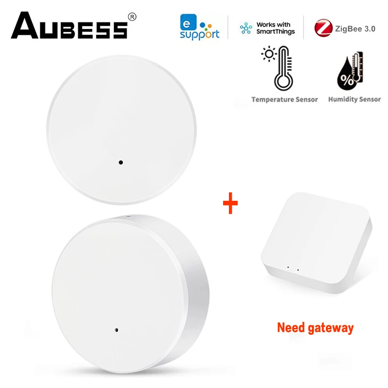 

Датчик температуры и влажности EWeLink ZigBee, дистанционный монитор с управлением через приложение SmartThings, работает от аккумулятора, работает с ...