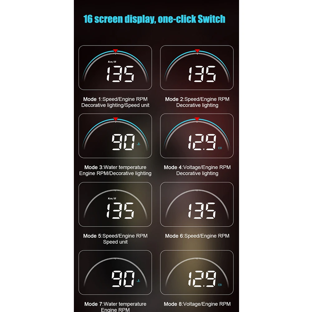 

M8 Auto Hud Display Car Projector Alarm EOBD OBD2 Head Up Display Car Speedometer Windshield Electronic Accessories