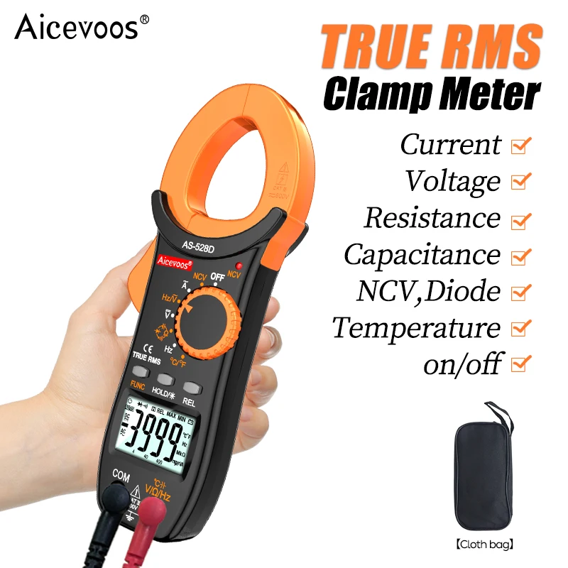 

Aicevoos Digital Clamp Meter AC DC Voltage Tester Auto Rang 600A Current Clamp TRMS Multimeter Electrical Profesiona Ammeter Ohm