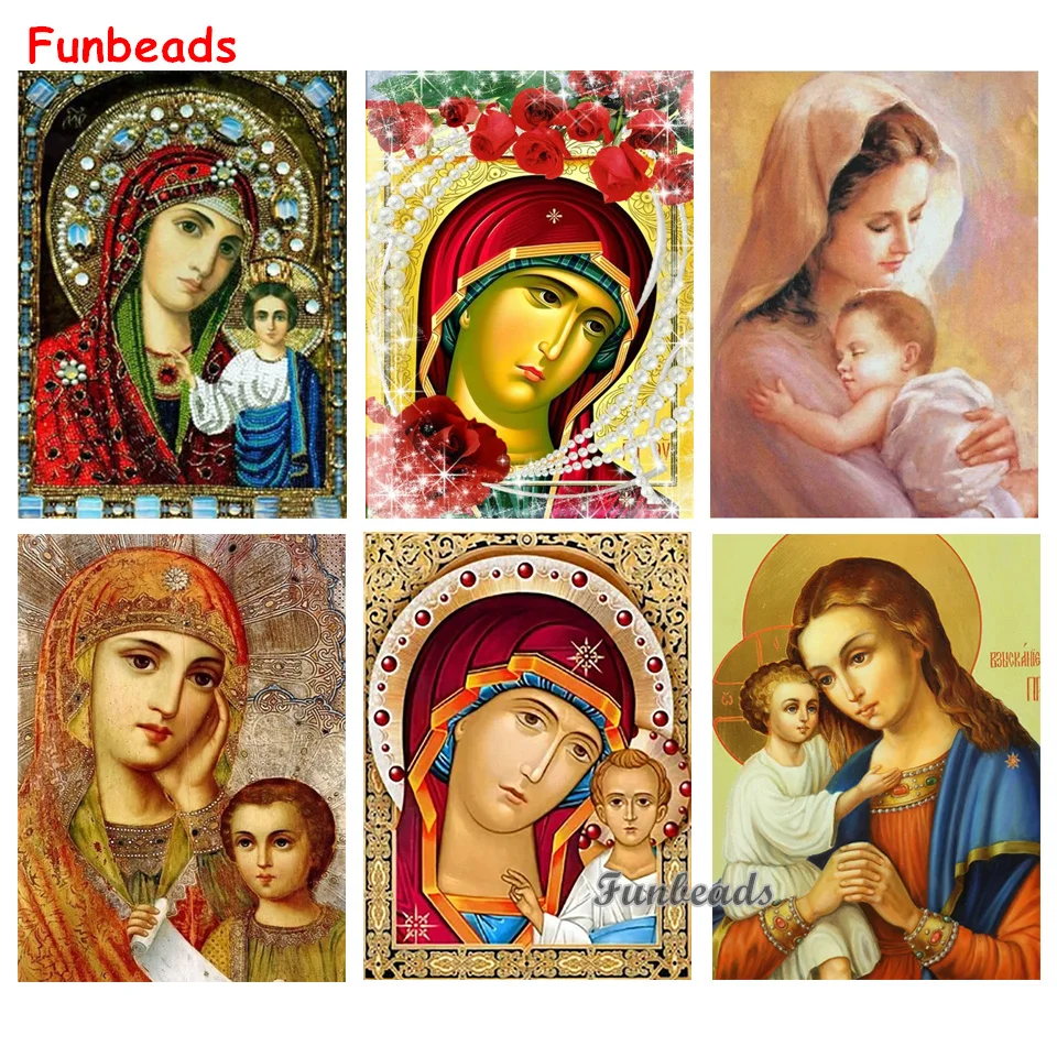 5D алмазная живопись религиозная Мадонна Иисус вышивка сделай сам полностью