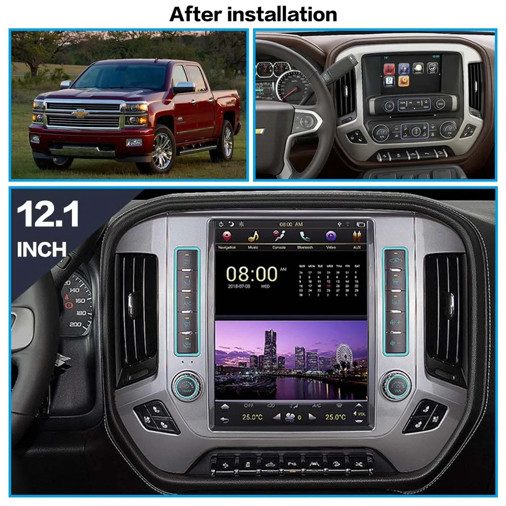 PX6 Android 12.1 inch Car Radio Player For Chevrolet Silverado GMC SIERRA 2014 - 2018 Car GPS Navigation DSP stereo