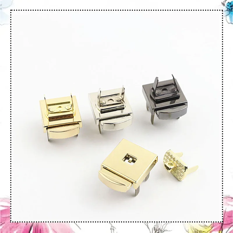 

10Pcs 24X24mm Bag Concealed Button Lock Clasp Metal Handbag Pushed Lock Snap Buckle Hook Replacement Closure Accessories