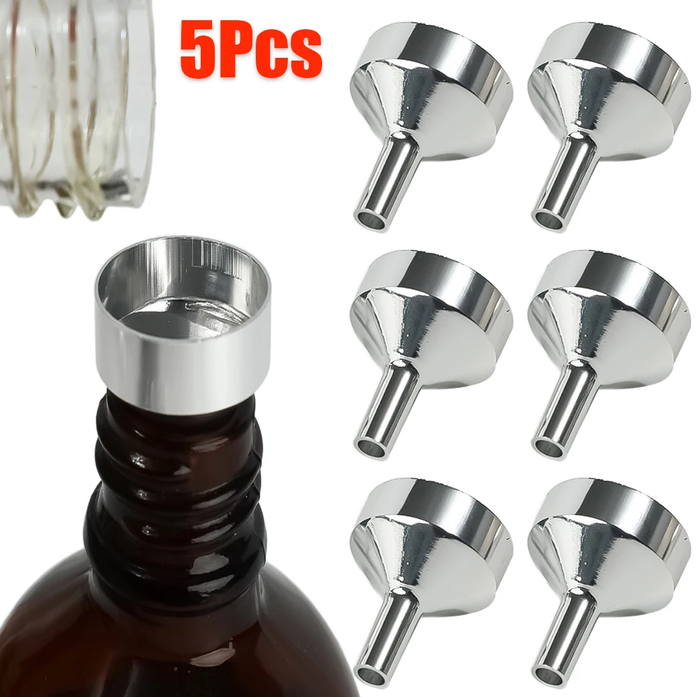 

5Pcs Mini Funnels Pour Liquid Oil Wine Metal Funnel Perfume Dispensing Bottles Refilling Funnels Durable Kitchen Gadgets Tools