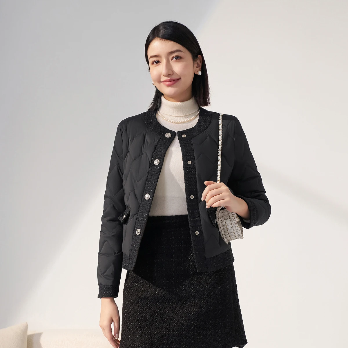 BOSIDENG 90% гусиный пуховик офисное Женское пальто теплая весовая куртка тонкая B30134116