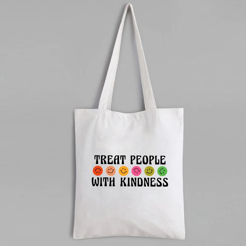 

Kindness Canvas Tote Bag Letter No Zipper Shopping Bags Fashion WOMEN Eco Friendly Package Bag New