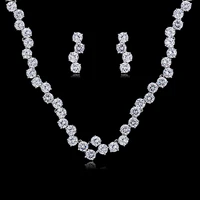 individuality 5a grade cubic zirconia bride wedding necklace earring set top quality women prom party jewelry sets
