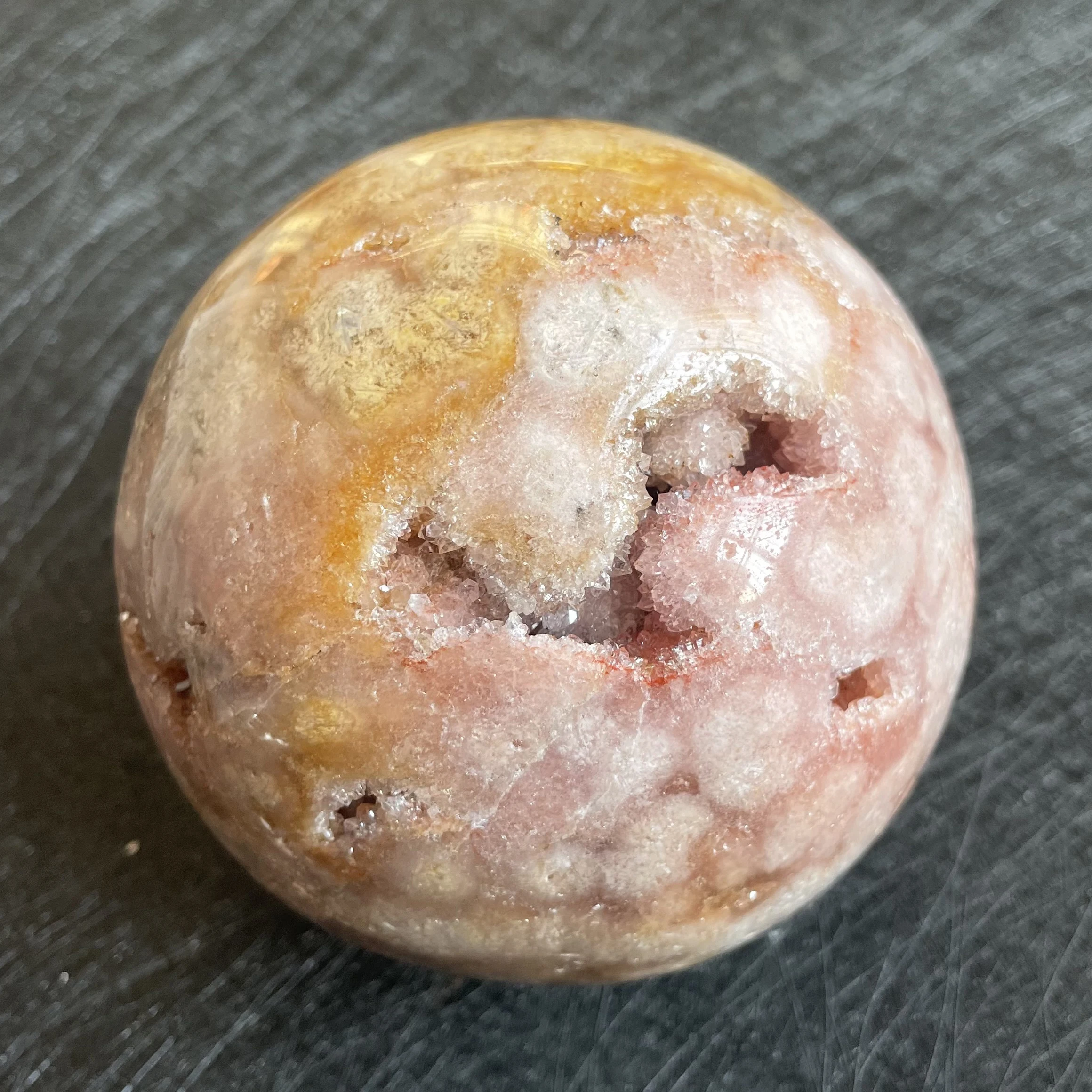 898 г натуральный аметистовый Кластер Розовый Сакура Агат Сфера открытый зуб шар