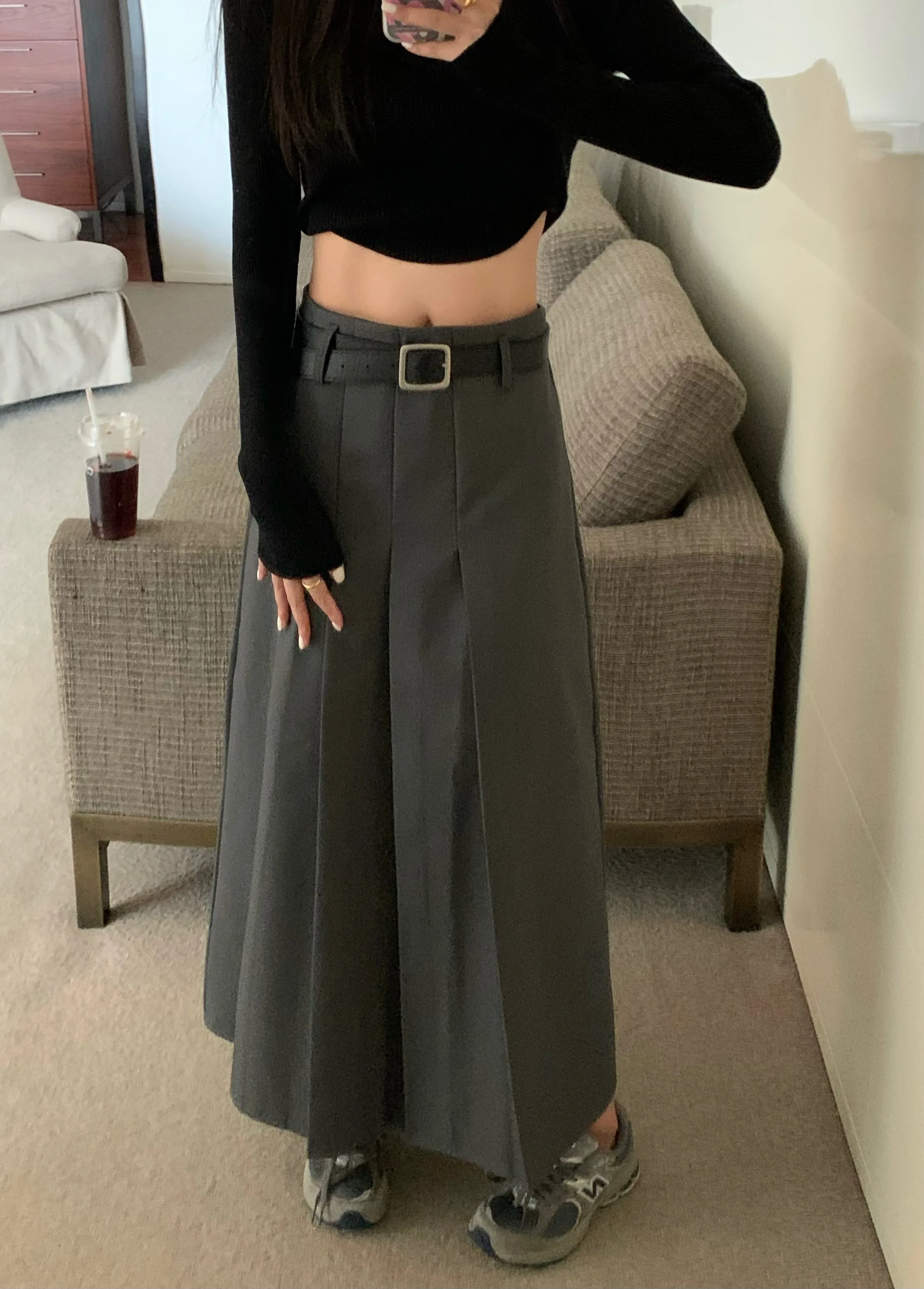 Серая юбка с высокой талией женская летняя Новинка 2024 необычная длинная