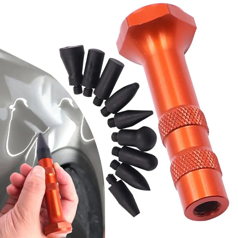 

Dent Repair Tap Down With Rubber Tips Car Dent Repair Removal Tools Metal Tap Down Pen With 9 Heads Tips Rubber Bulge Repair
