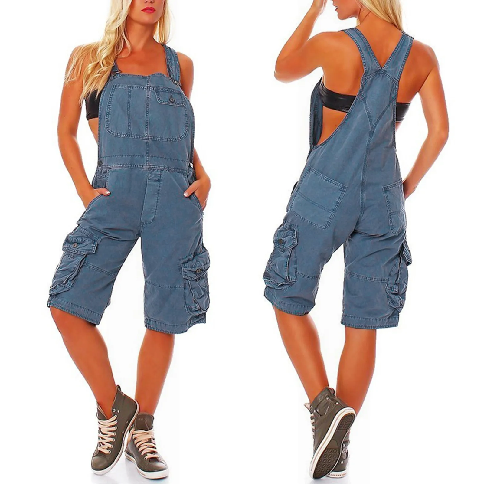 

Женские брюки на плечо в стиле модные подтяжки, женские повседневные модные джинсовые комбинезоны с наплечными карманами и блестками для ж...