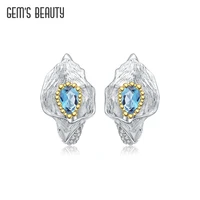 gems beauty calla lily flower dangle earrings for women simple design long statement earring party jewelry swiss blue topaz