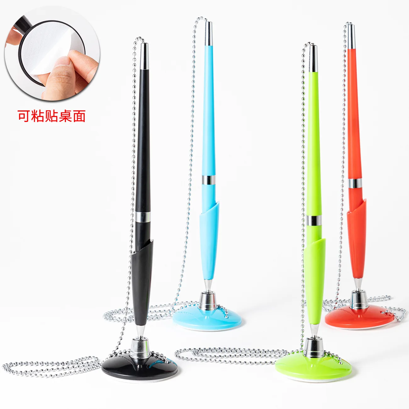

4Pcs Plastic ballpoint desktop pen Desk Pens with Ball Chain Advertising Gift for Banks, Hotels, and Offices