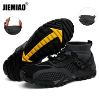 jiemiao high quality men trekking fishing hiking shoes women comfortable breathable outdoor camping tourism sneakers size 36 47
