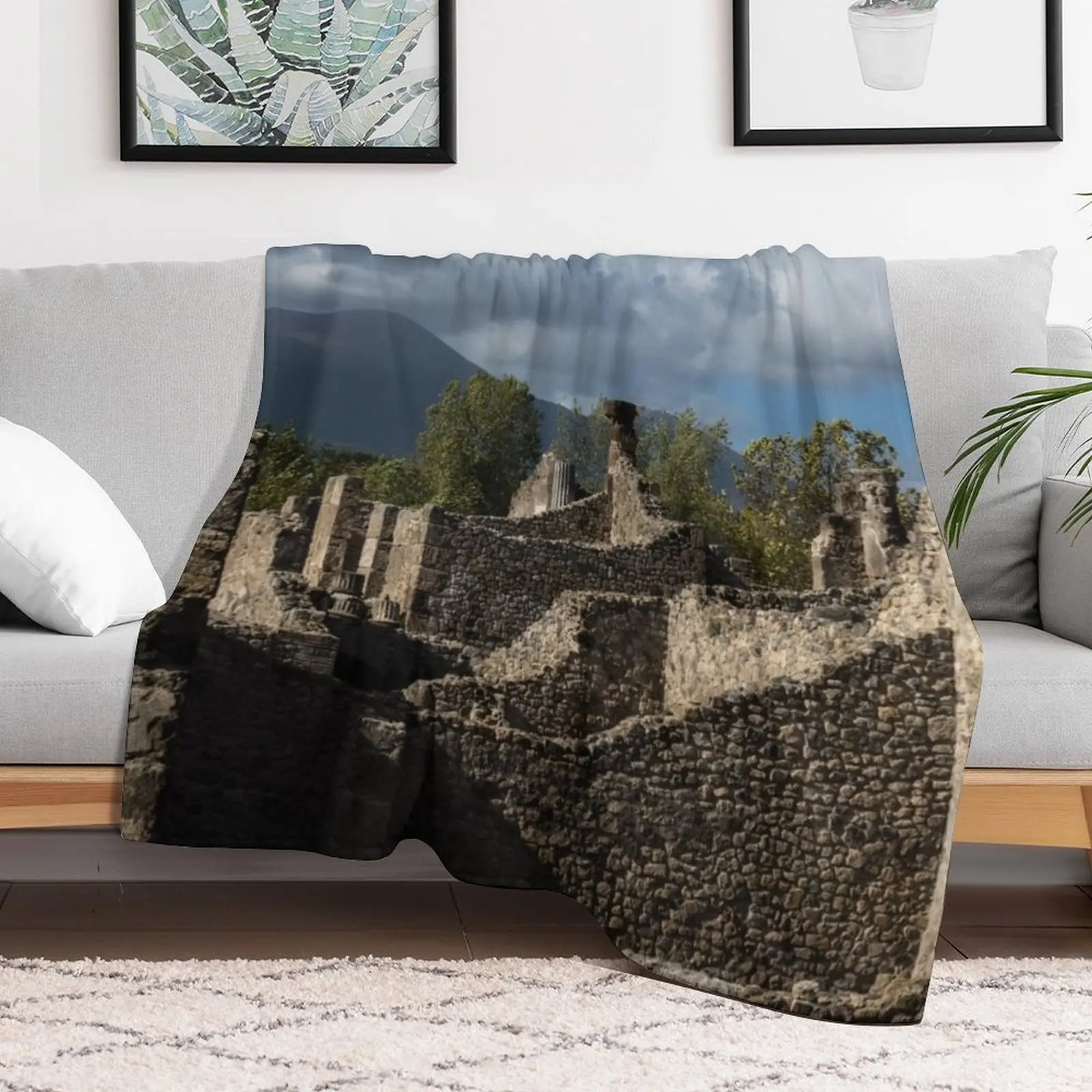 Крепление вулкана везувиуса буксирующее руины Помпея Броское одеяло движущиеся